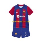 Camisolas de futebol FC Barcelona Ousmane Dembele 7 Criança Equipamento Principal 2023/24 Manga Curta